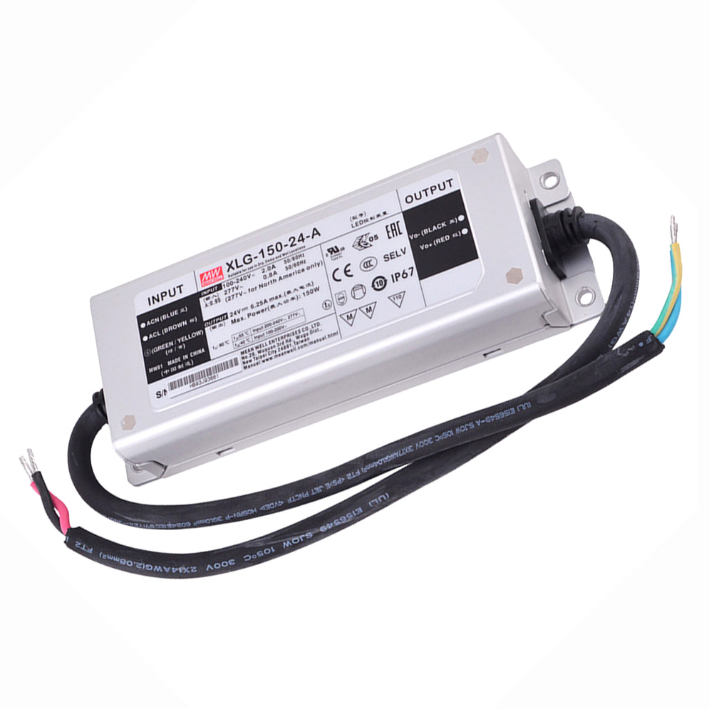XLG-150-24-A 150Watt AC100-305V Input Voltage Mean Well High-Efficacy Waterproof DC12V UL-Listed LED Display Lighting Power Supply